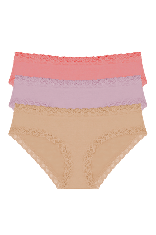Natori Bliss Girl Comfortable Brief Panty Underwear With Lace Trim In Conch  Shell