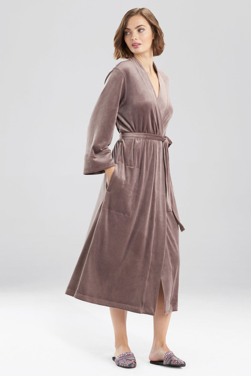 Brown Velour Tie Waist Robe