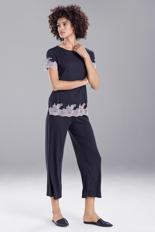 Natori Luxe Shangri-la Tencel™ Short Sleeve Pajamas Set Basics In Bright Heather Coral