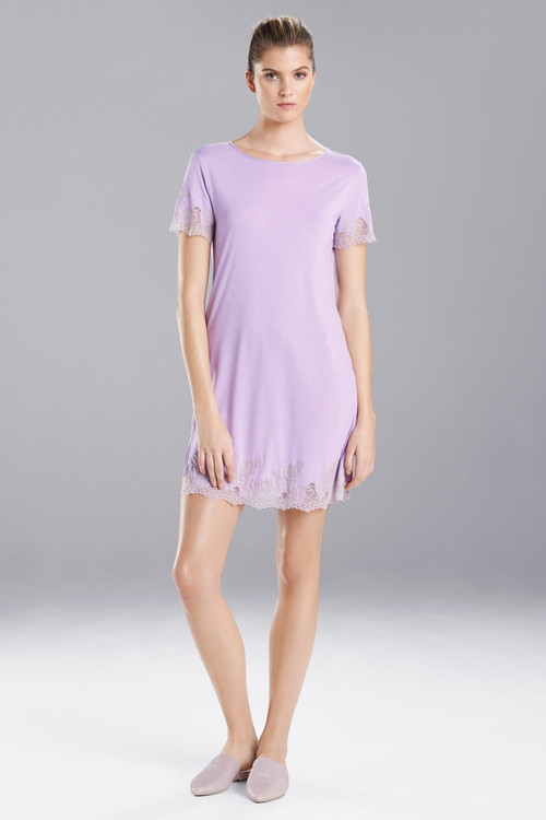 Natori Luxe Shangri-la Tencel™ Short Sleeve Sleepshirt Pajamas In Bright Heather Coral