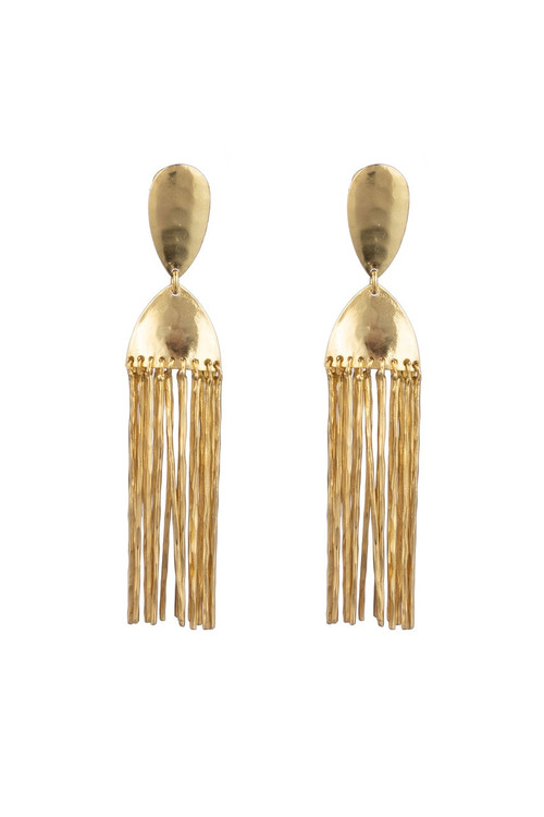 Buy Gold Plated Brass Fringe Drop Clip Earrings Online | Natori