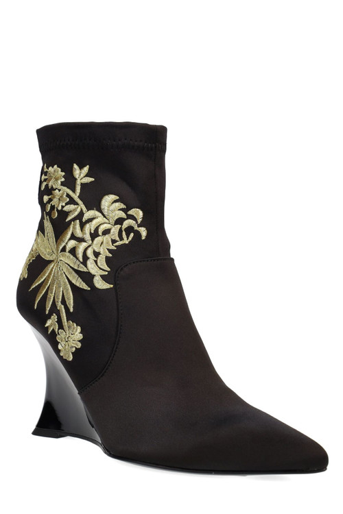 Buy Neko Satin Embroidery Wedge Ankle Boot Online | Natori