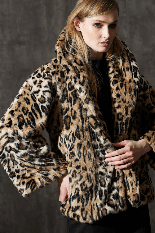 Leopard Print Faux Fur Scarf