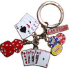 Las Vegas Keychain with dangling metal charms of dice, poker chips, full house cards, and 4 aces... and of course Las Vegas. 