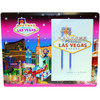 Pink Skyline hues background on this glass Photo Frame showcasing the Beautiful Las Vegas Casinos in full color for a pop of contrasting elements.