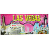 Las Vegas Magnet- Pink Skyline Fun Vegas Icons on a rectangle magnet