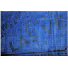 Las Vegas Beach Towel in Blue with Las Vegas Sign muted in Gray, closeup of design