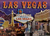Souvenir Las Vegas Magnet with Vibrant Purple Colors and Major Casinos for fun