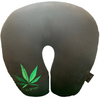 Las Vegas and the MJ Leaf embroidered in Green on this solid Black Neck Pillow