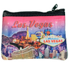Colorful cloth coin purse, Pink Skies design over the Las Vegas Strip.