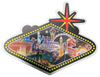 One side view of the Sign Shape city scene magnet with a Black Background.