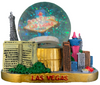 Acrylic Base with Vegas Iconic Casino themes represented outside of the snowglobe portion of this unique gift.