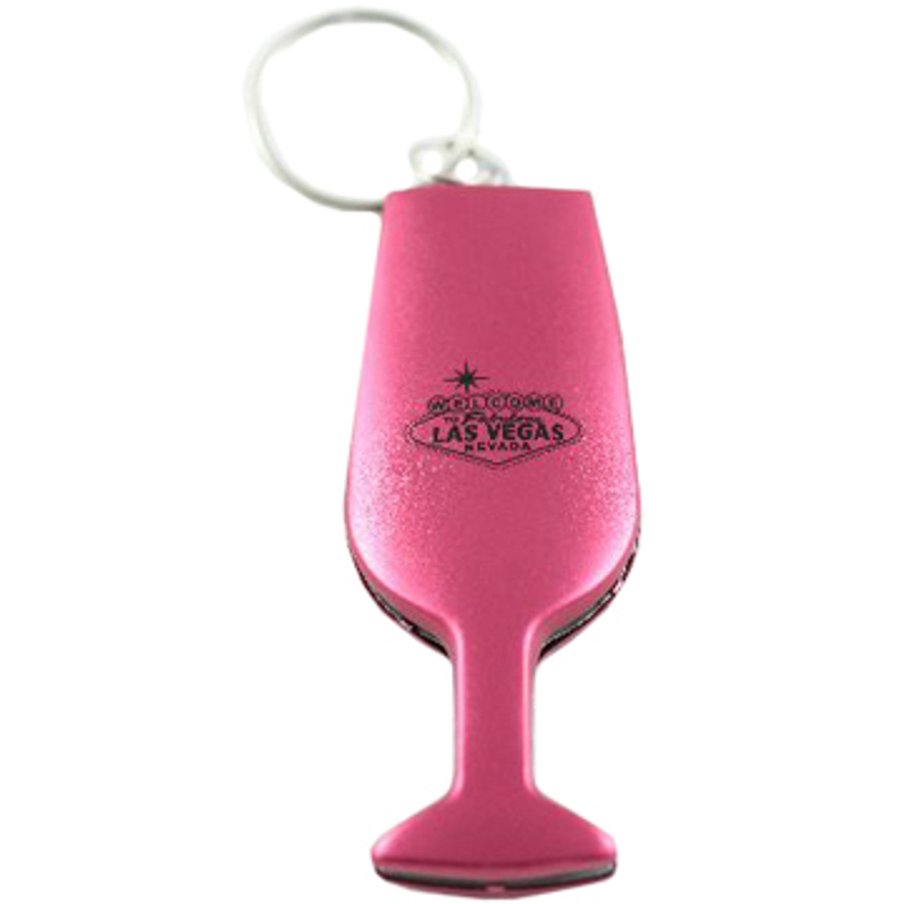 Small Keychain Las Vegas Pink Flask Glitter