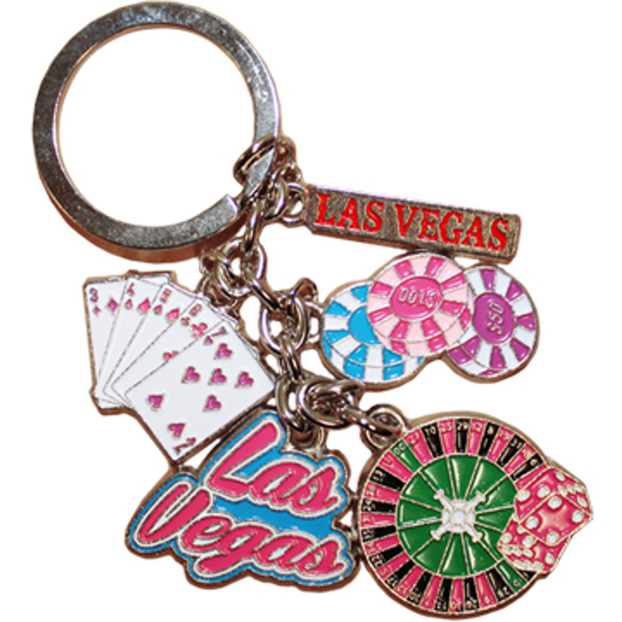 LV Cards & Roulette Dangle Keychain- LAS VEGAS SUPER STORE for