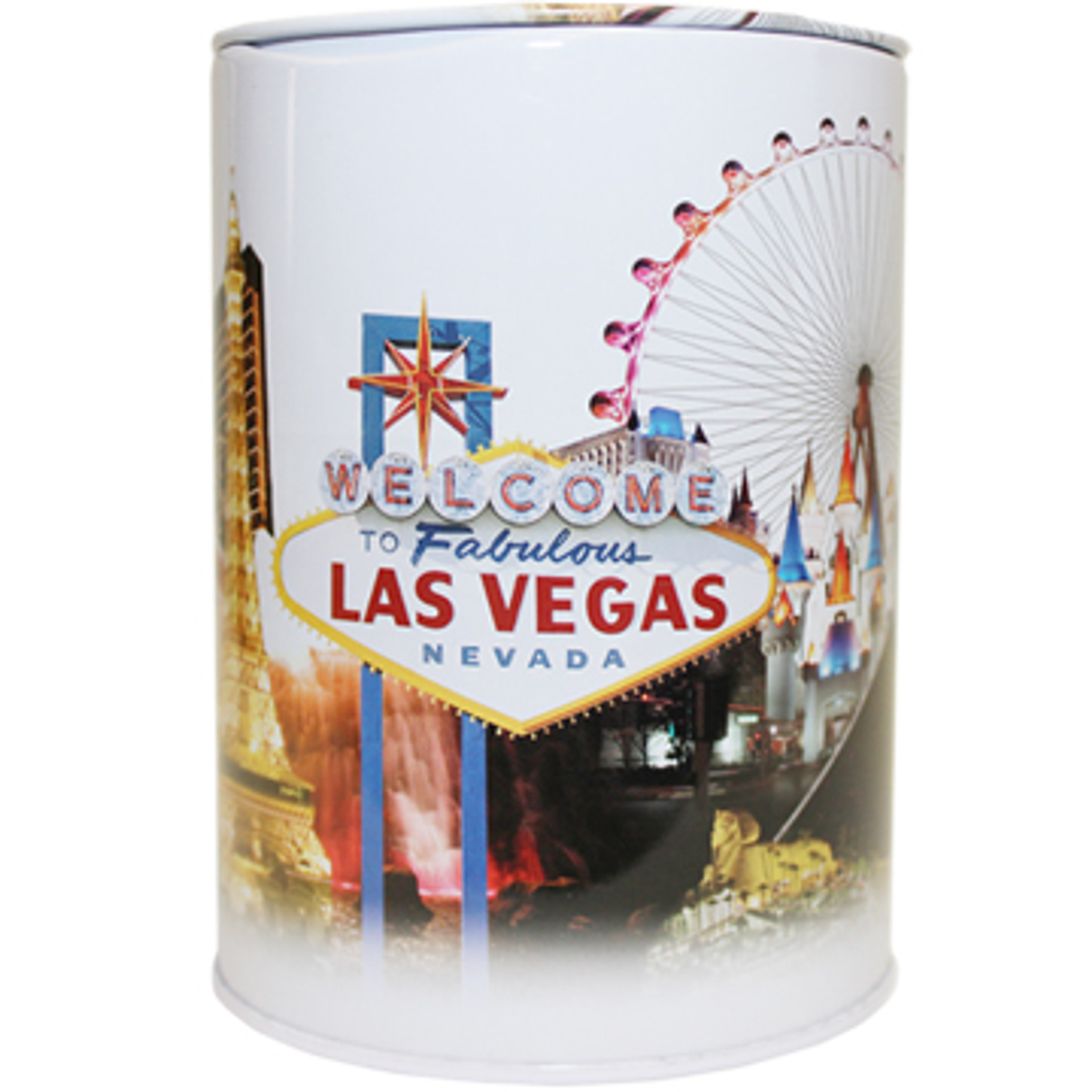 Tin Las Vegas Souvenir Savings Bank White Skyline las vegas gift shop