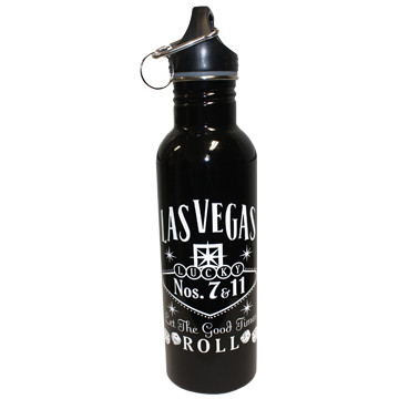 Black Las Vegas Souvenir Waterbottle- Metal