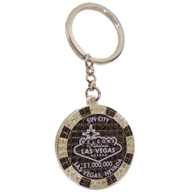 Metal Keychain designed to resemble a Las Vegas SIN CITY $1,000,000 Poker Chip.