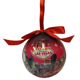 Las Vegas Ball Ornament- Pink Skyline