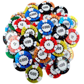 Colorfully wrapped chocolate poker chips to depict different denominations as represented by the different colors.