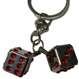 Metal pair of Las Vegas Dice with Red Stone for the pips.