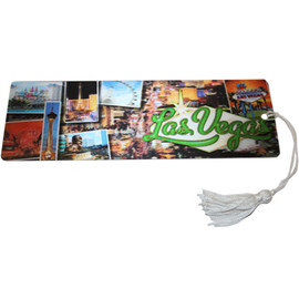 Bookmark with Mini Photos of  Las Vegas on it and white tassel.