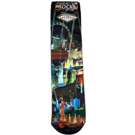 Child Size Black Sock with Iconic Las Vegas Casinos in the background and our Black Spotlights design.