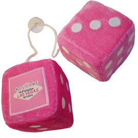 Hot Pink Plush Dice Pair. Las Vegas as the one pip.