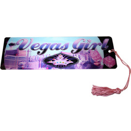 Bookmark with Pink Vegas Girl theme and pink tassel.