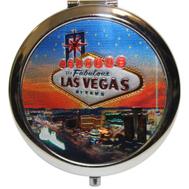 Pretty Stars on a Blue and Orange Hue Sunset Background Las Vegas city compact mirror.