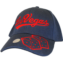 Blue cap with red Las Vegas on the crown and Dice icon on the Bill