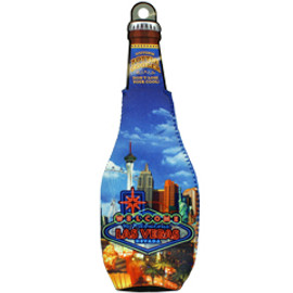 Bottle Shape Coozie Cooler with Las Vegas Neon Design Bottle Shape Coozie Cooler with Las Vegas Neon Design