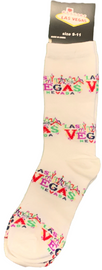 White Las Vegas Sock with Words in a Colorful Font that says "Las Vegas".