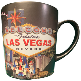 Las Vegas Scene Mug with Black Background. 