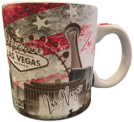 Oversized Las Vegas ceramic coffee mug with Muted Red, Blue, and Gray Americana Patriotic Las Vegas design. Oversized Las Vegas ceramic coffee mug with Muted Red, Blue, and Gray Americana Patriotic Las Vegas design.