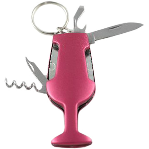 Multi-tool wine glass bottle opener Las Vegas Keychain open to show tools.