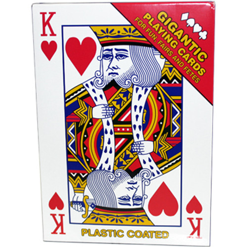 King of hearts shown on the box of these Gigantic playing cards. 