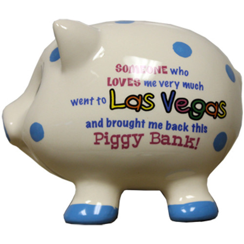 3-D pig shape white with blue dots Las Vegas savings bank. 