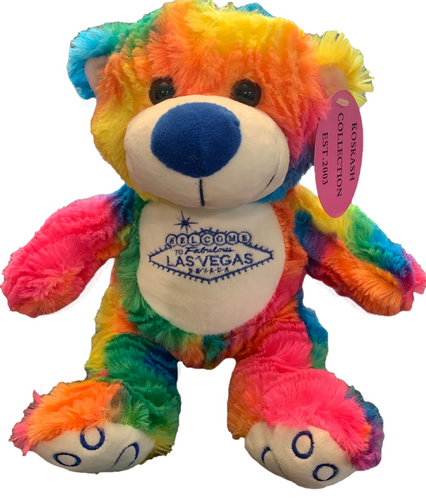 Rainbow Fur colored Plush Las Vegas Bear Souvenir.