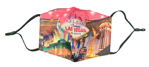 Facial Covering Mask with Pink  Background and our Pink Las Vegas Skyline Strip design.
