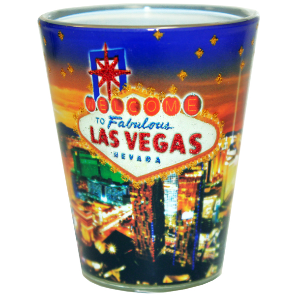 Las Vegas Stars Glitter Shot Glass Las Vegas Gift Shop