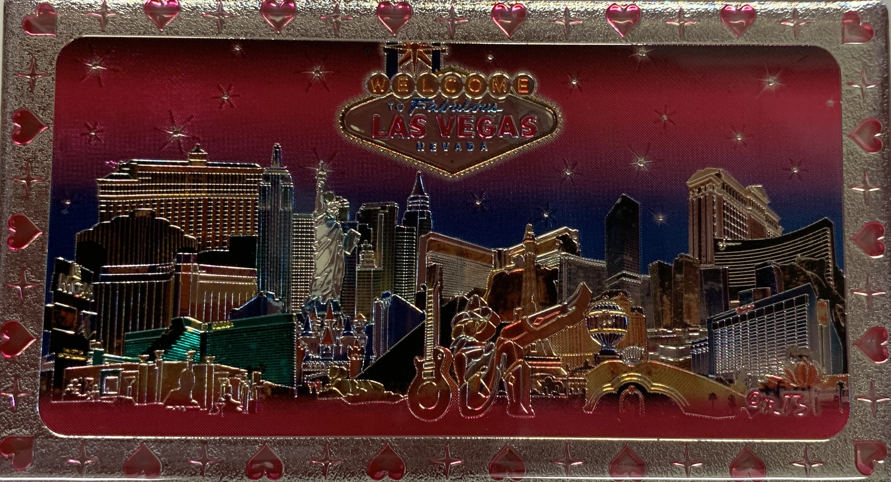 Pink Skyline Las Vegas Metallic Magnet Souvenir Giftshop