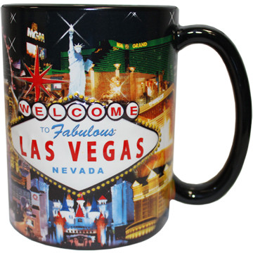 Las Vegas High Resolution Pink Photo Collage 11 Ounce Souvenir Coffee Mug