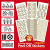 DOODEY  6-Sheet DS2072-101 GOLD Metallic Outline Christmas Sticker Set Candles Bells Lanterns Santas Borders Holiday Words Peel