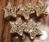 Rhinestone Ribbon Slider Charm Star Gold Silver 5pc C2038