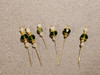  Bow Pins - Small - Green and Crystal on 20ga Silver Pins P029