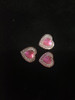 Multi Color Acrylic Rhinestones  - Pink with Diamond Accents Hearts 12-pcs