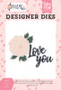 Echo Park Paper Company YM168040 Love You Floral Set die, Blue/Pin/Purple/Pastel/Yellow/Green/