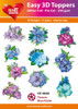 Easy 3D - Flowers, Blue/Violet - 10 Large Toppers 3-Layers Each 8x8cm for Card Making