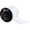 Sheer Fabric Ribbon W/Wired Edge 4"X15yd -- Blue with White Flocking