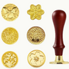 Sealing Wax Stamp Seal Set 6 Pc Brass Wax Seal Set Plants Rosewood Handle